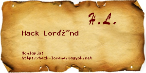 Hack Loránd névjegykártya